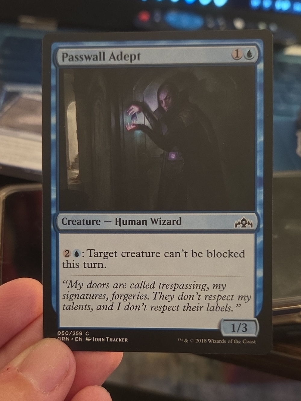 Passwall Adept Blue Magic Creature Card - Trading Card Game